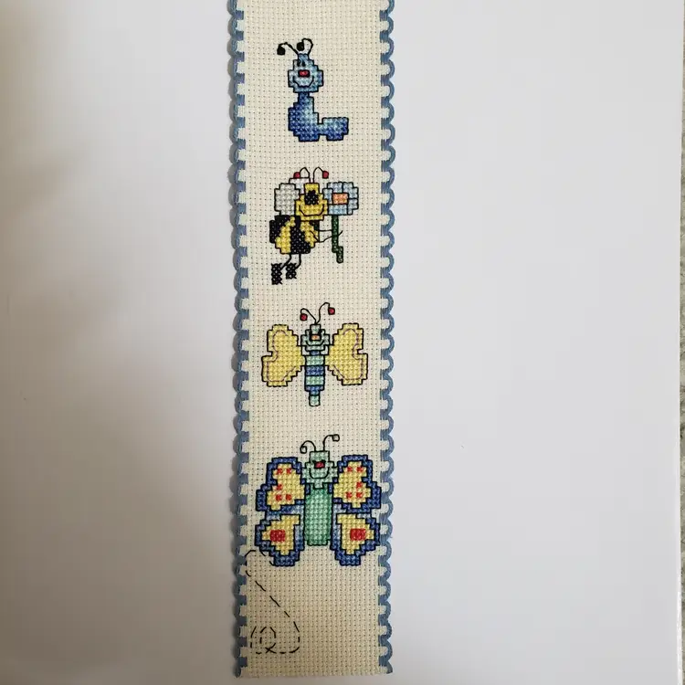 New Cross-stitched Insect themed Bookmark