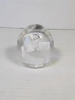 Steuben Teardrop Spiral Latticino Paperweight Signed