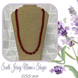 Handmade Red Glass And Stone Beaded Necklace