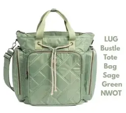 Lug Bustle Tote Crossbody Bag Sage Green Nylon RFID Carry-On Vegan Friendly NWOT