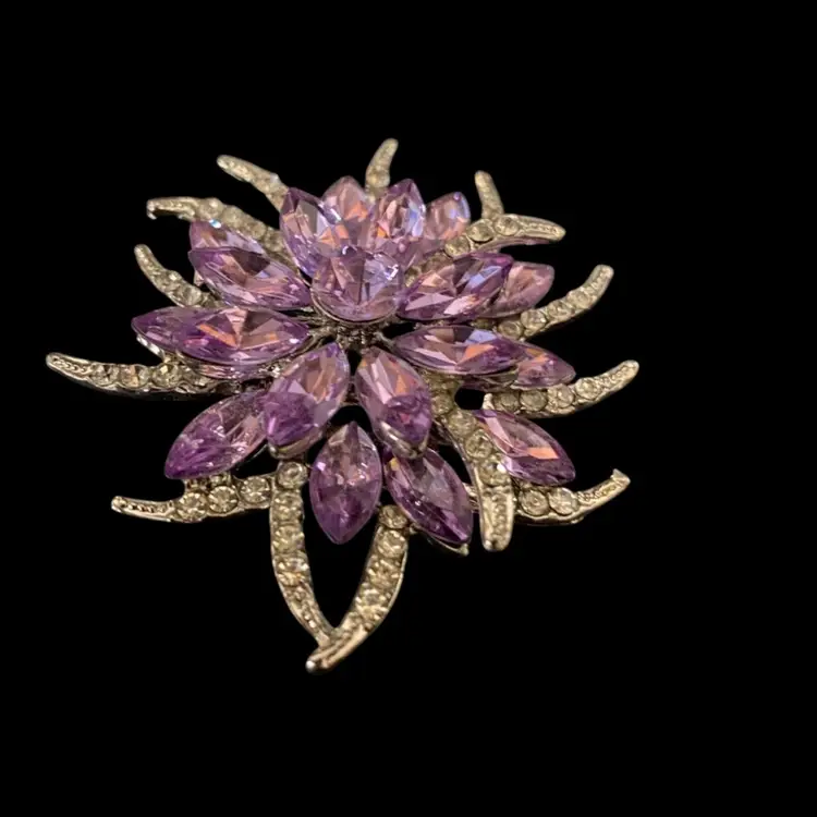 Elegant Crystal Flower Brooch