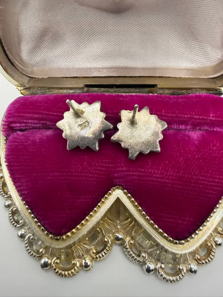 vintage Navajo sterling silver turquoise cluster stud earrings