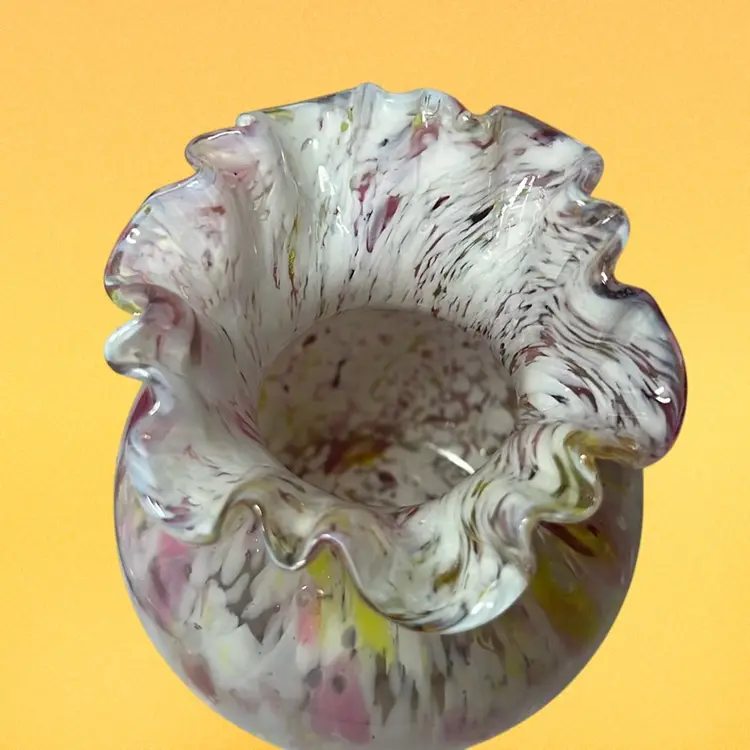 Vintage Splatter Glass , End Of The Day Glass Hand Blown Glass Vase