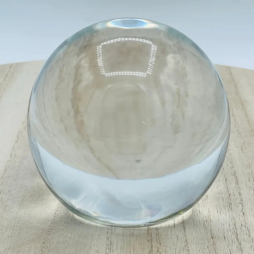 Clear Glass "Crystal Ball" Heavy Paperweight Polished Bottom 4"
