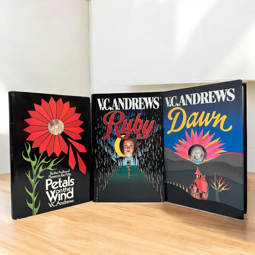 VTG Lot of V.C. Andrews Books Petals On The Wind (Book Club Edition1980)  Dawn (1990)  Ruby (1994) Hardcover