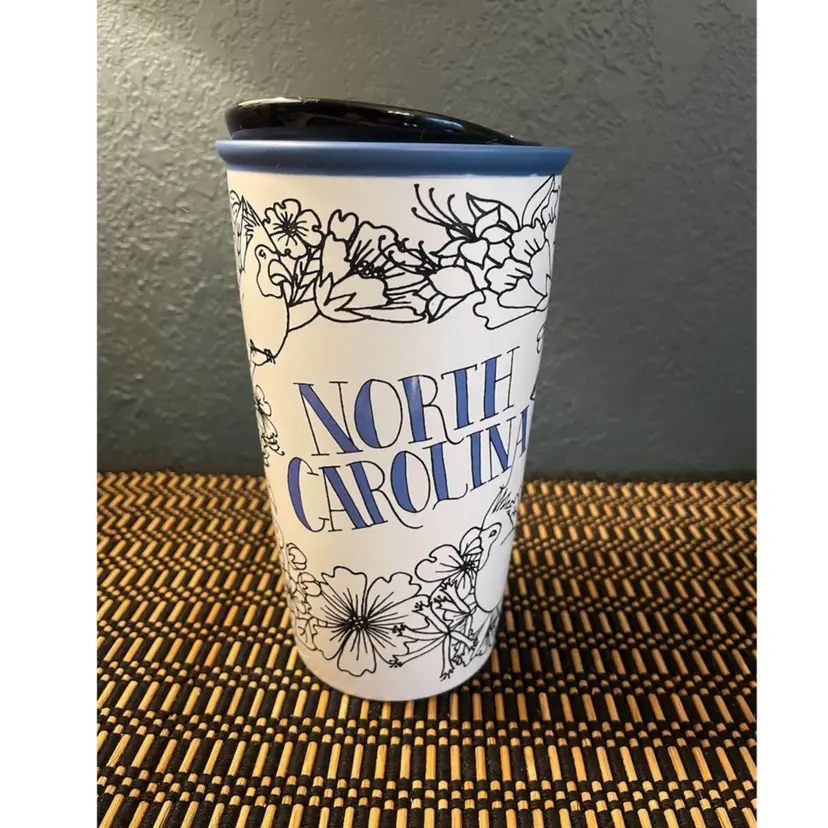 Starbucks 12oz Ceramic Travel Mug W/lid North Carolina