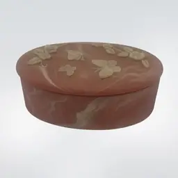 Vintage Pink Soapstone Trinket Box, 4” Wide x 1-1/2” High