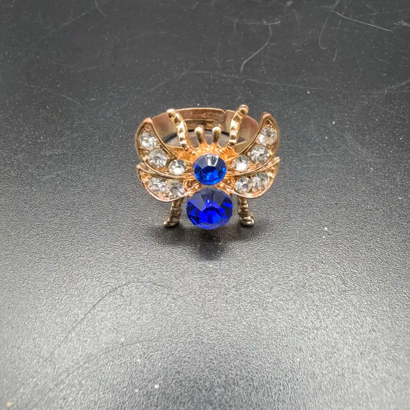Glass Rhinestone Adjustable Fly Ring