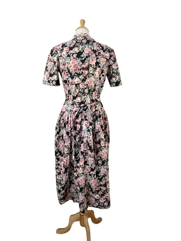 Vintage Stuart Alan Sz 10 Floral Prairie Granny Cottage Core Drop Waist Dress
