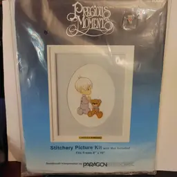 Precious Moments stitch kit. Kit # 1080. Unopened. 1984. Fits 8 x 10 frame. Mat included