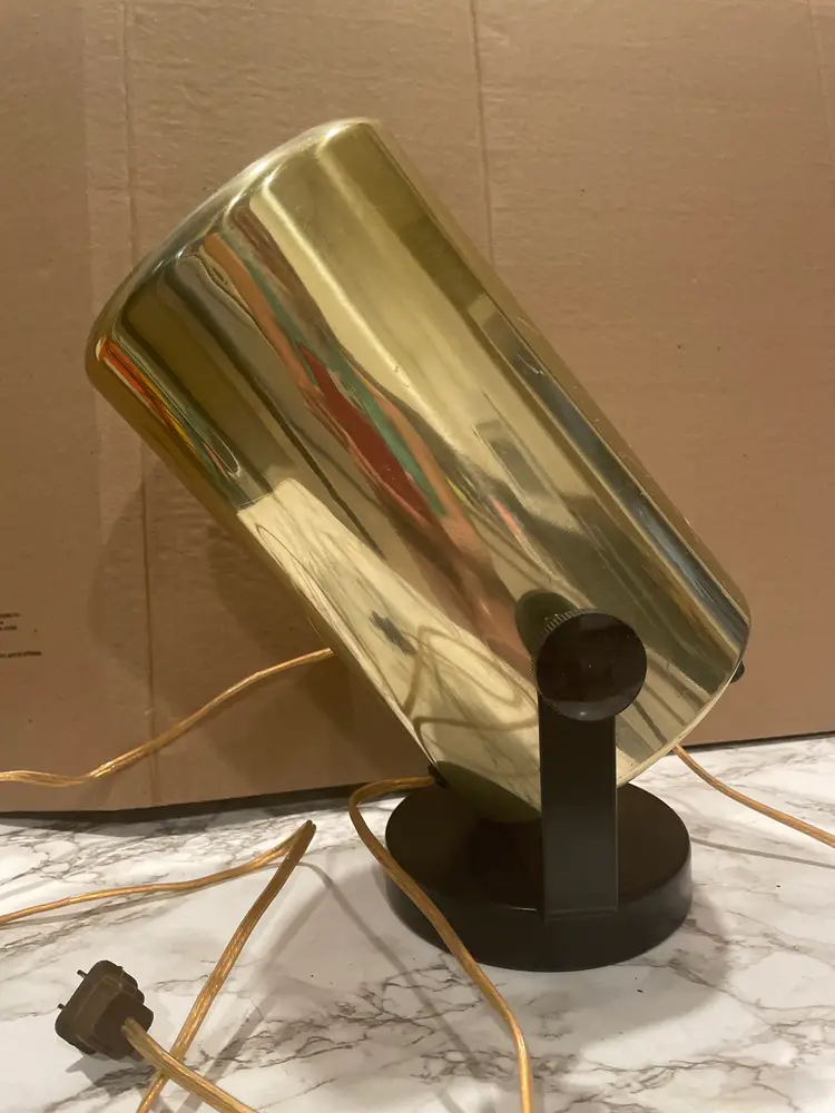 Vintage brass cylinder table lamp
