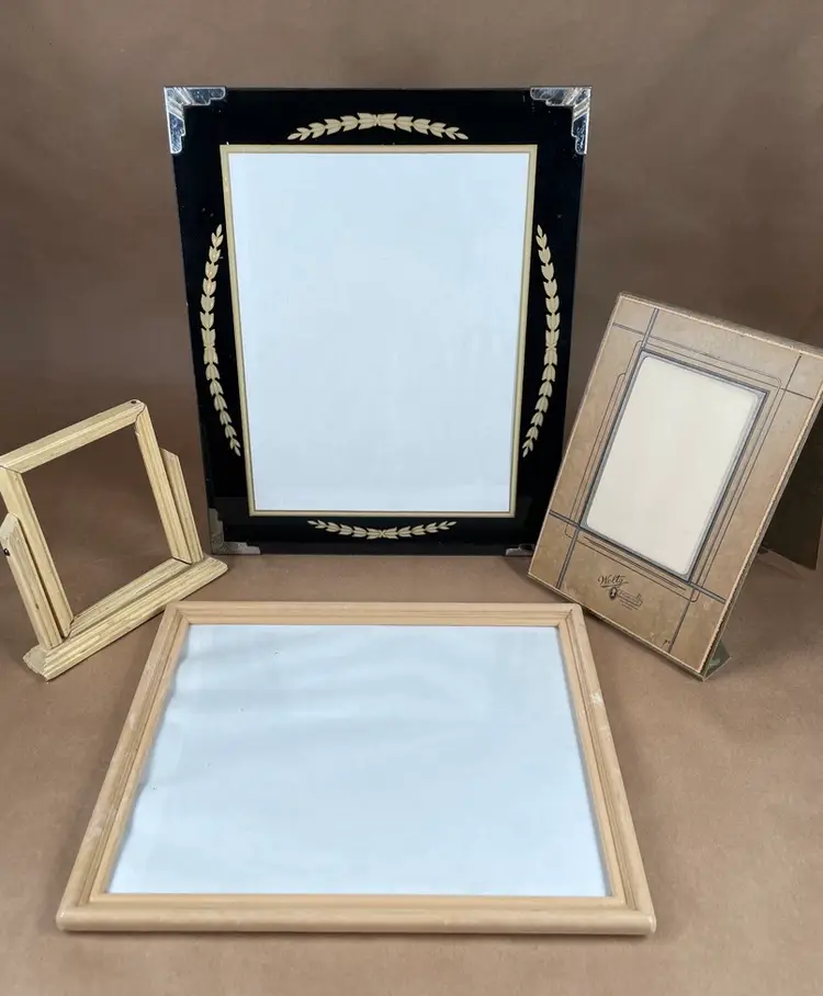 Vintage Art Deco Picture Frames 5 with Ephemera Lot