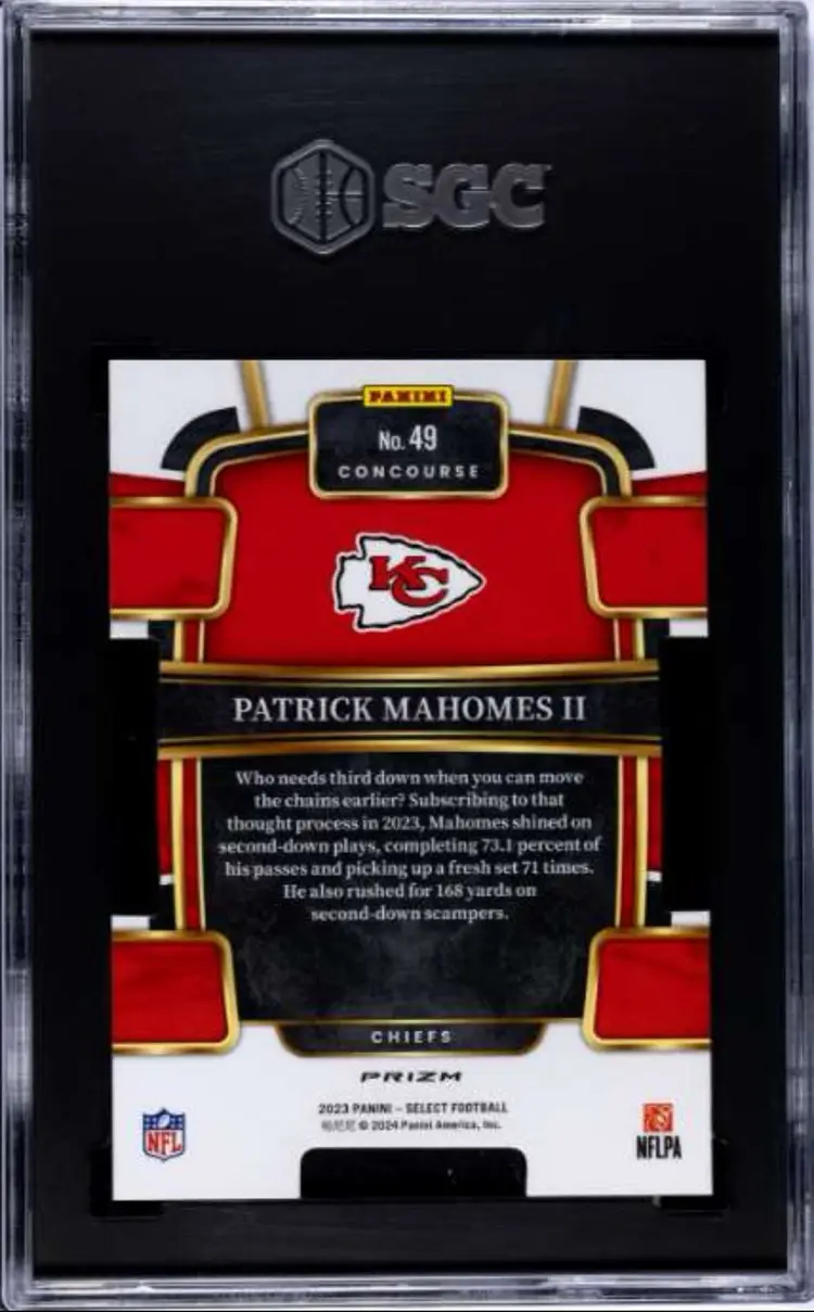 2023 Panini Select Patrick Mahomes II Red/Blue Die-cut SGC 9.5