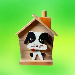 Novelty Dog House Wooden Coin Bank, Japan, Mechanical & Squeaks
