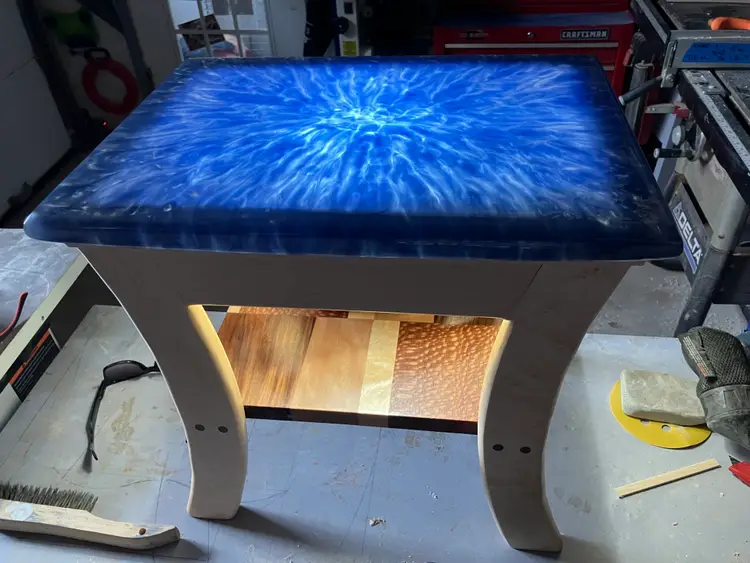 Hand Tooled Hardwood And Epoxy Table