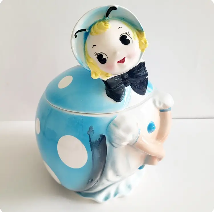 Vintage Northern Imports Blue Ladybug Cookie Jar- READ DETAILS/SEE PHOTOS