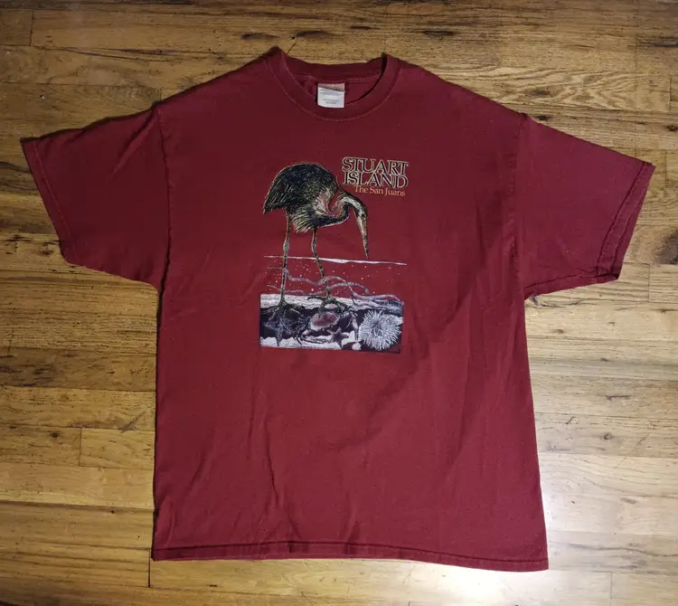 vintage Blue Heron Stuart Island t-shirt The San Juans souvenir animal X-Large
