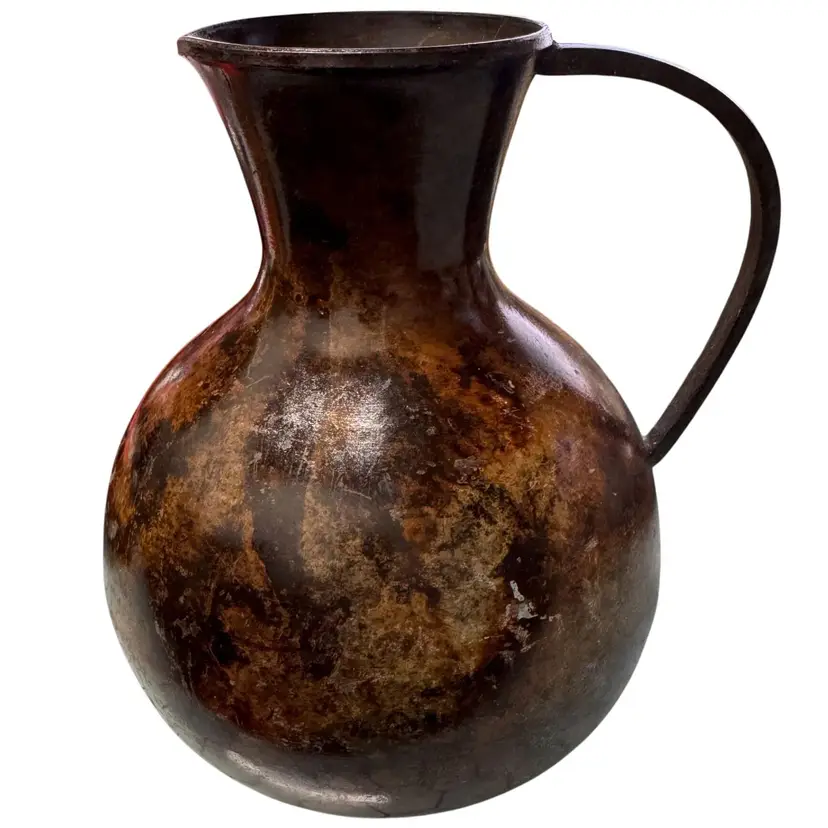 Vintage Metal Copper Rustic Pitcher Decorative Made in India 7.5"H