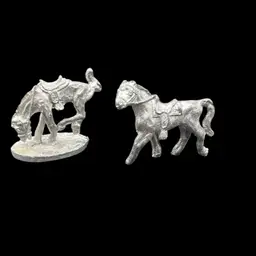 Pair Of Miniature Pewter Horse Figurines