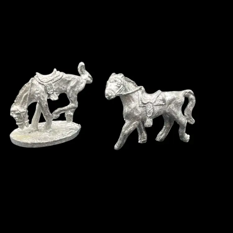 Pair Of Miniature Pewter Horse Figurines