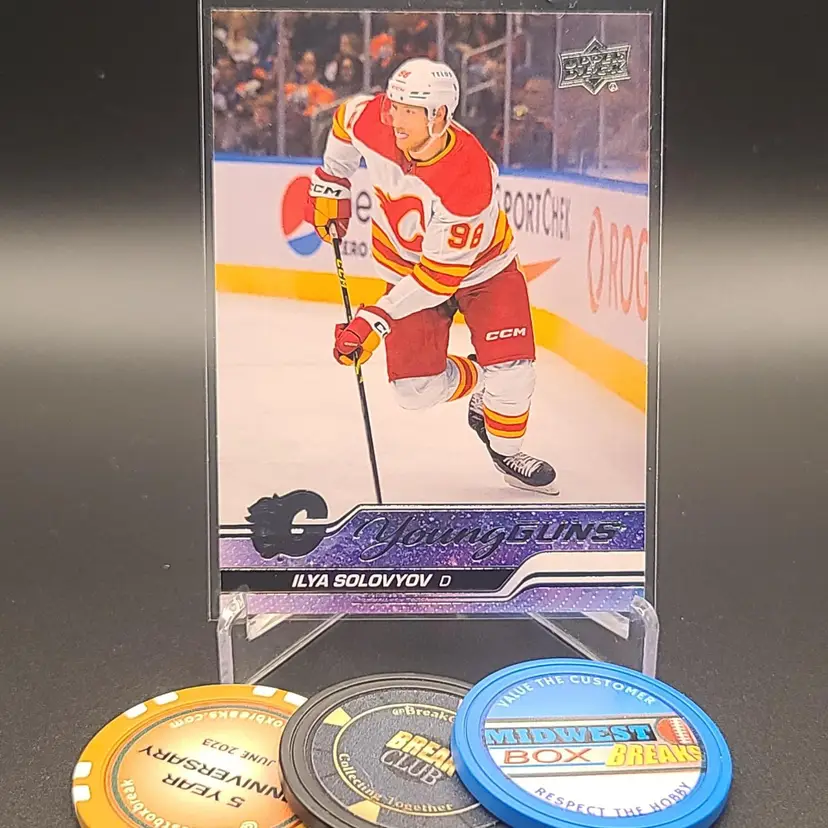 2023-24 Upper Deck Series 2 Ilya Solovyov Young Guns Card #493 Calgary Flames Hockey Card