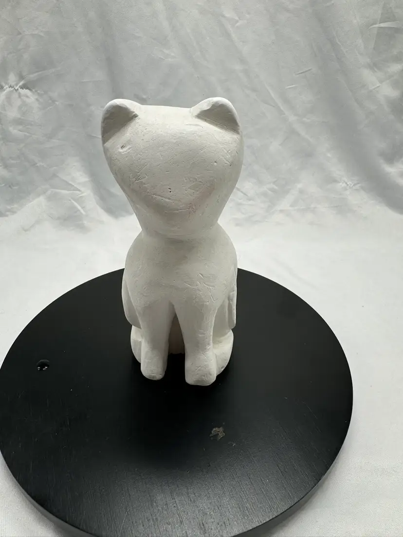 VTG MCM Cubist Chalk Cat Sculpture