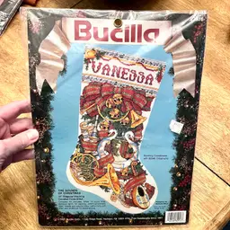 Vintage 1991 Bucilla Counted Cross Stitch Stocking 82916 Sounds of Christmas