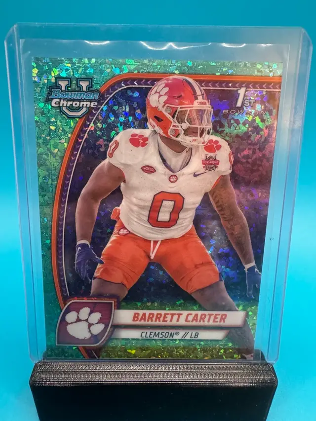 Barrett Carter 1st Bowman Chrome U Aqua Mini Diamonds Refractor /275 Cincinatti Bengals
