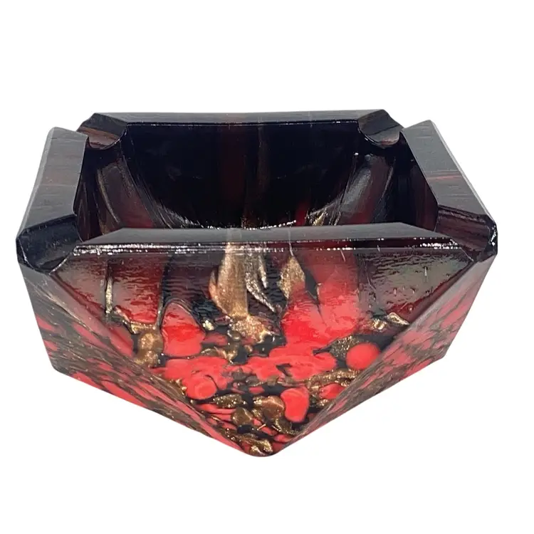 Vintage Handcrafted Mid Century Glass Ashtray Italy