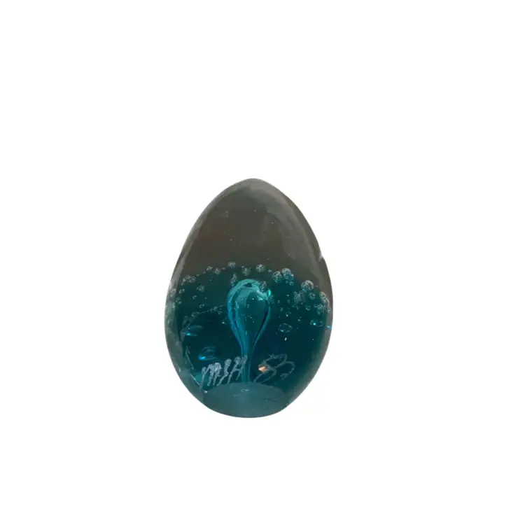 MSH Mt St Helens 1987 Dragons Egg U Usual Colorway & Suspended Controlled Bubble Paperweight - 2.25”