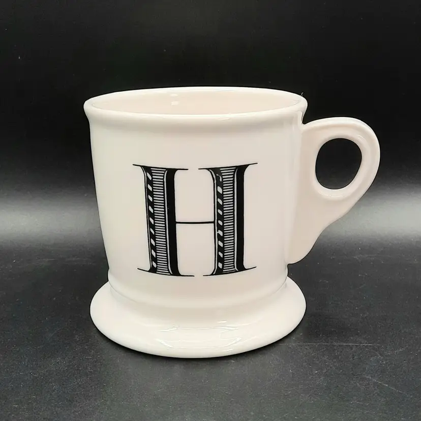 Anthropologie "H" Initial Footed Shaving Style Mug