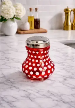 Fenton Glass sugar shaker in the Cranberry Opalescent Dot pattern Kitchen Decor