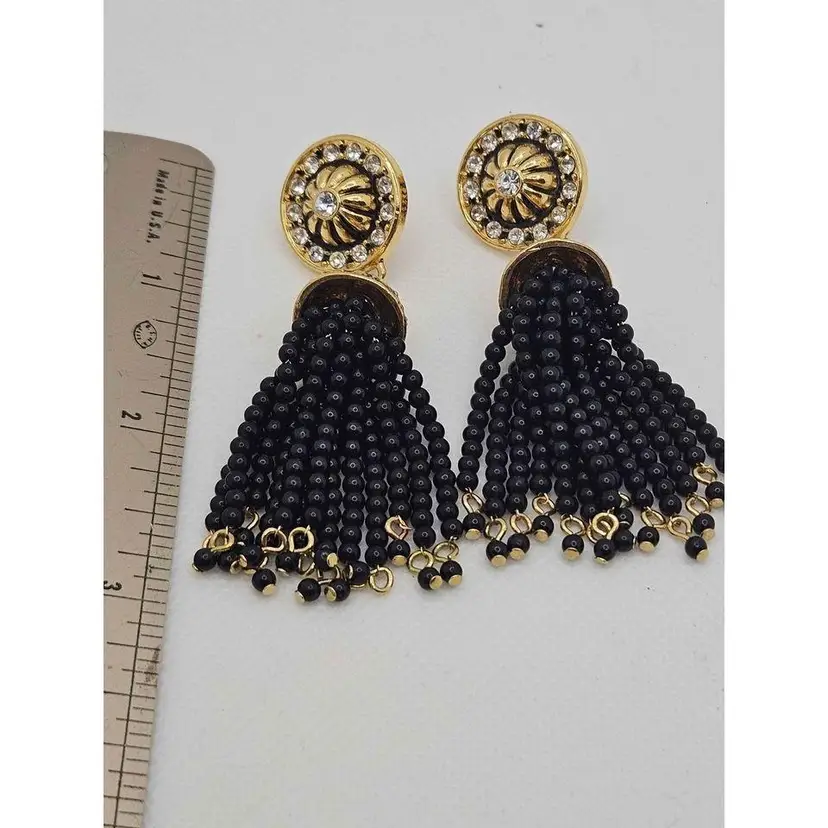 Unique Vintage Avon Black Tasse Clip-on Earrings