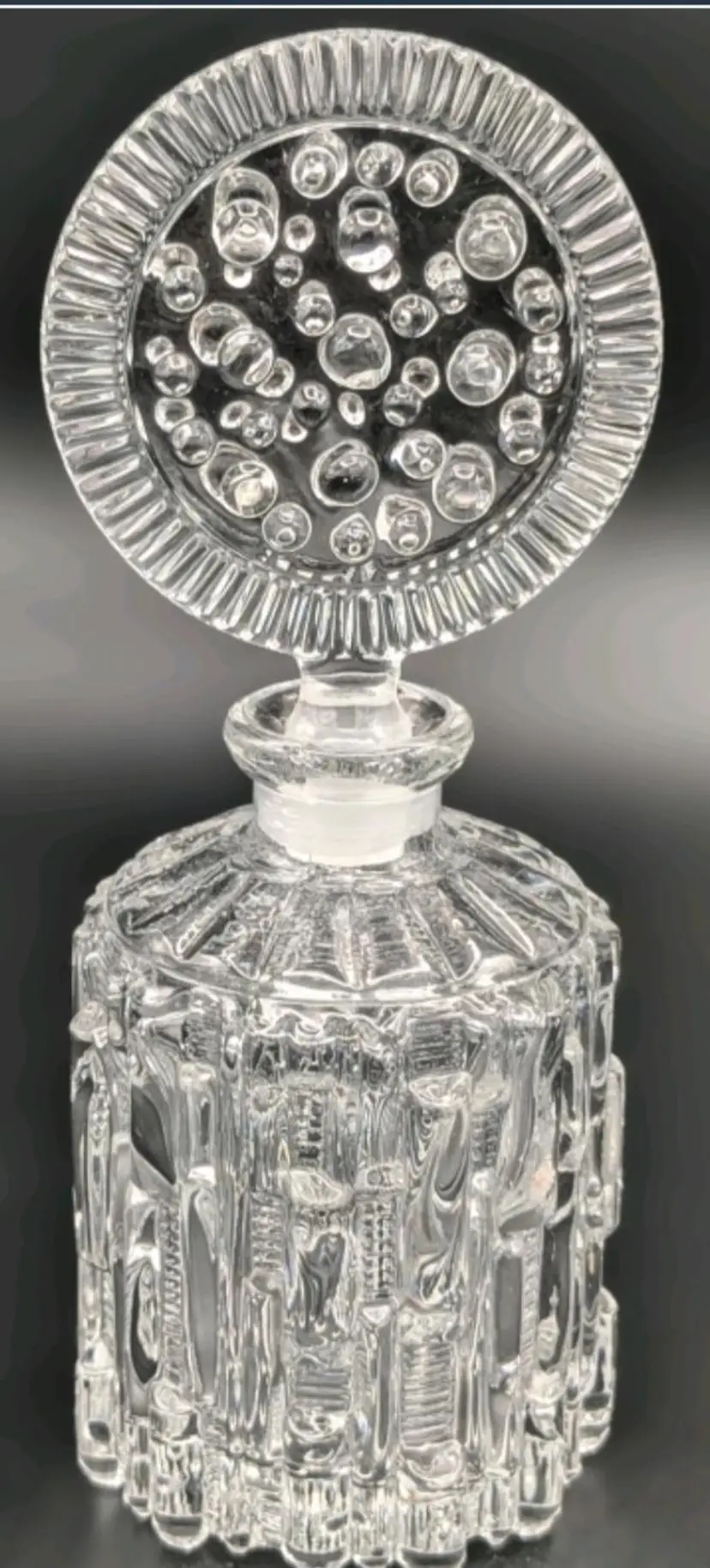 Vintage Clear Glass Perfume Bottle with Stopper | 7" Tall