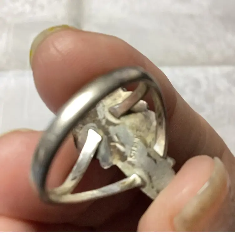 Vintage Sterling Silver Native American Ring Fire Agate Sz 6.5