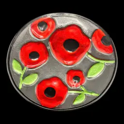 Silvestri Reverse Painted Poppy Flower Plate 11”