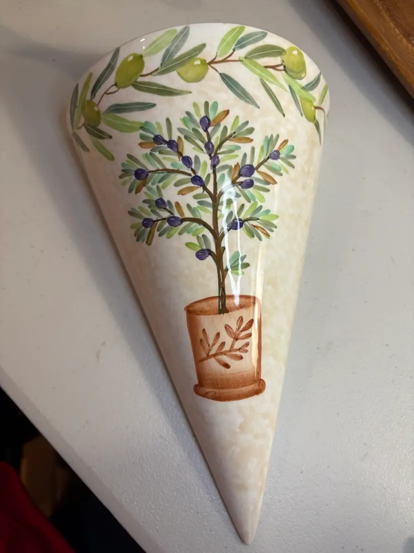 Creative Co-op Ceramic Olive Tree Wall Pocket