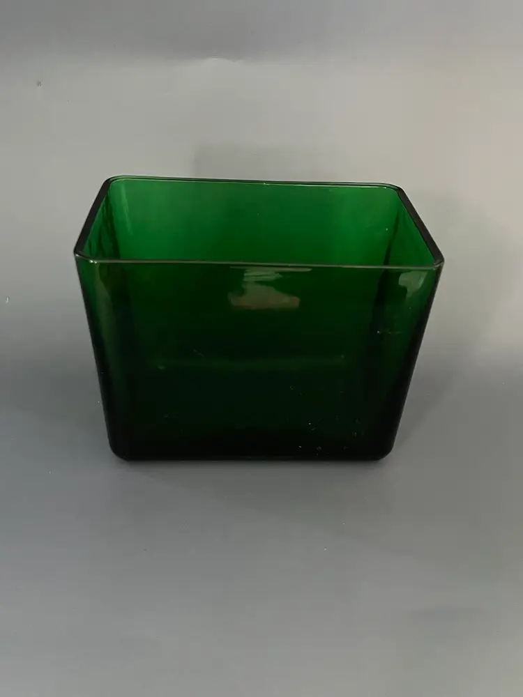 Vintage Emerald Green Glass Planter