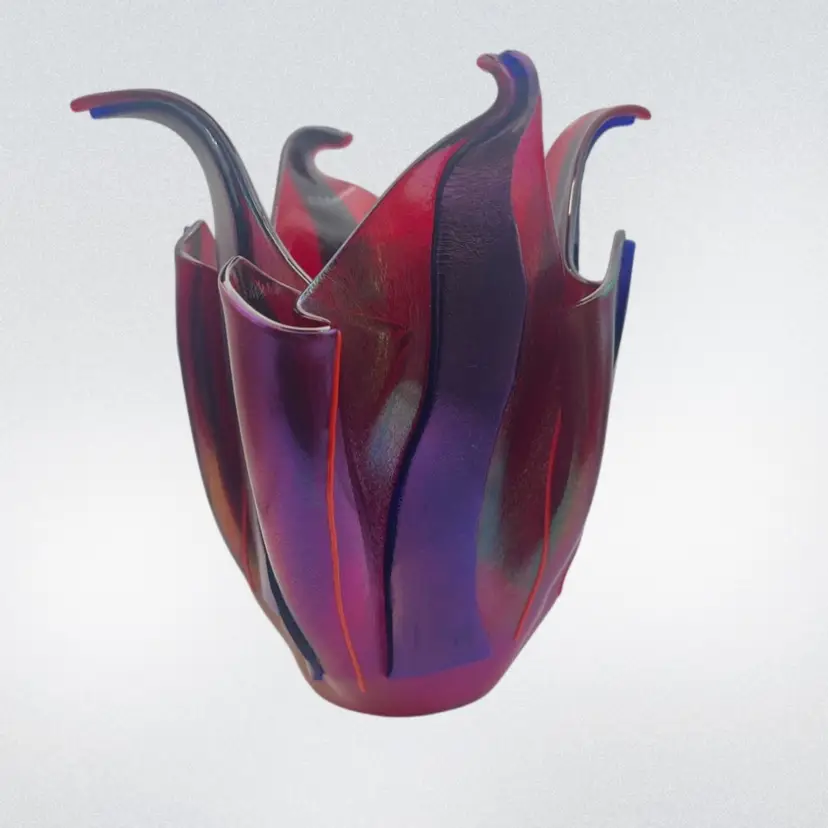 Handmade Fused Glass Handkerchief Decorative Vase