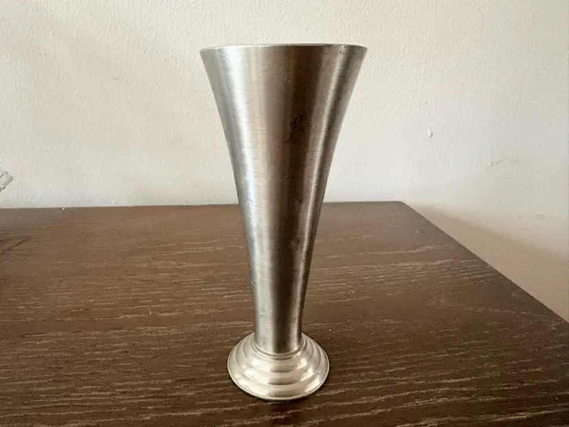 Vintage Pewter Trumpet Vase Fredericton Aitkens Canada 6" Tall