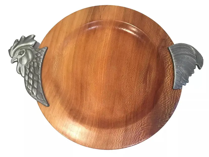 BIN - Vintage Handmade Sycamore Rooster Plate Turned SIGNED Richard Allen 2000 - UNIQUE