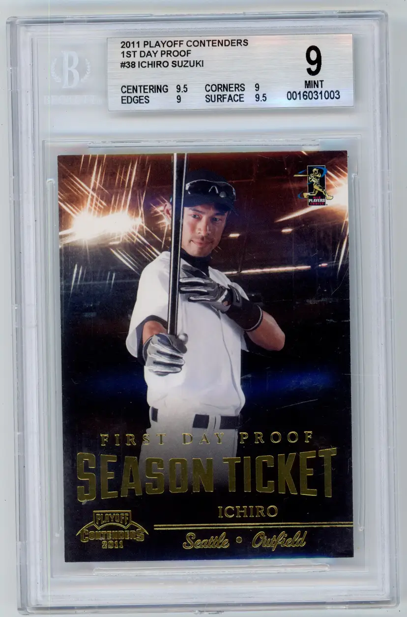 2011 Playoff Contenders ICHIRO SUZUKI /10 1st Day Proof SSP #38 MARINERS HOF BGS 9 MINT