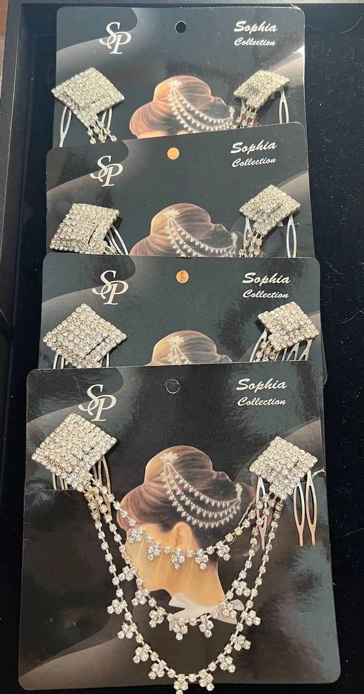 Lot Of 4 Bridal Formal Rhinestone Hair Combs