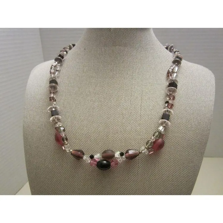 BOHO Hand crafted lavender lampwork glass beaded necklace