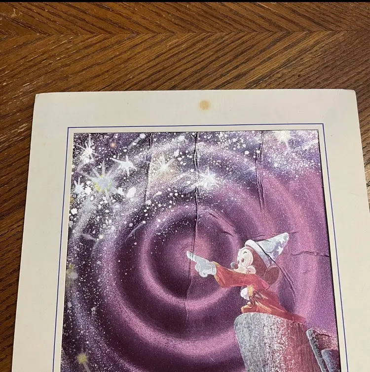 Vtg Disney Foil Art Dufex Alfred Schiftan Mickey Sorcerer’s Apprentice Fantasia