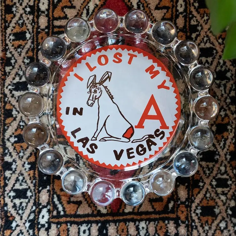Vintage 1960s Las Vegas Novelty Bubble Glass Ash Tray | I Lost My "A" In Las Vegas