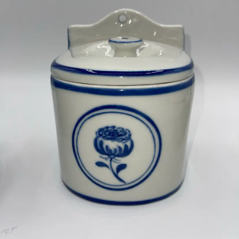 Viana do Castelo Portuguese Wall Salt Box Blue White Hand Painted Signed