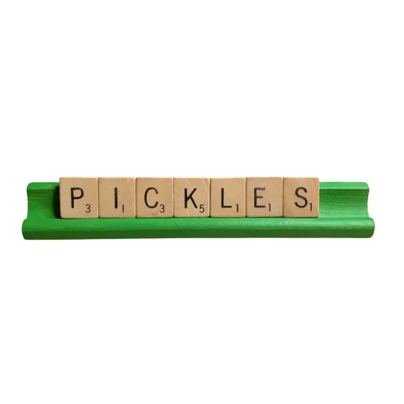 PICKLES Scrabble Tile Pickle Sign 7”
