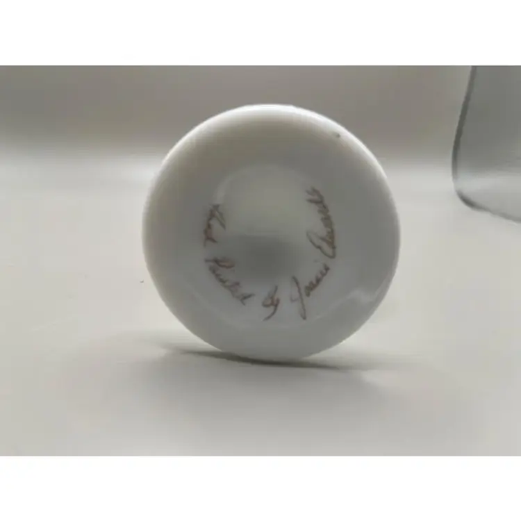 #04 - Vintage Signed Fenton Milk Glass Swung Bud Vase ~ Floral and Butterfly Design ~ Measures 8 inches tall