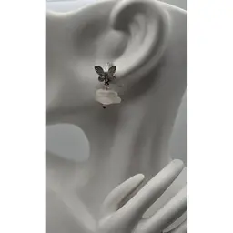 Sea Glass & Butterfly Earrings, NN Artist Made